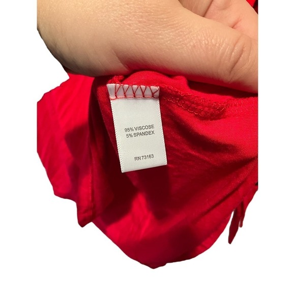 Cable & Gauge Blouse Top Women Size M Red Slit Sleeve Crew Neck Viscouse Outdoor - Picture 4 of 6